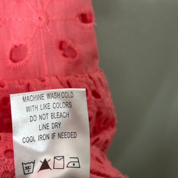 Tyler Boe Isla Eyelet Dress Tea Rose Pink Cotton 3/4 Sleeve Medium - Picture 10 of 11